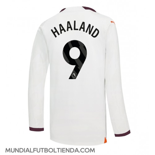 Camiseta Manchester City Erling Haaland #9 Segunda Equipación Replica 2023-24 mangas largas
